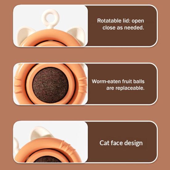 Catnip Ball Cat Toy Rotatable Cat Lick Ball Safe Cat Chew Toy with Adhesive for Kitten Teething Wall Mounted Catnip Toy