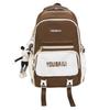 Women Contrast Color Stitching Backpack High School Students Schoolbag Men Large Capacity Backpack