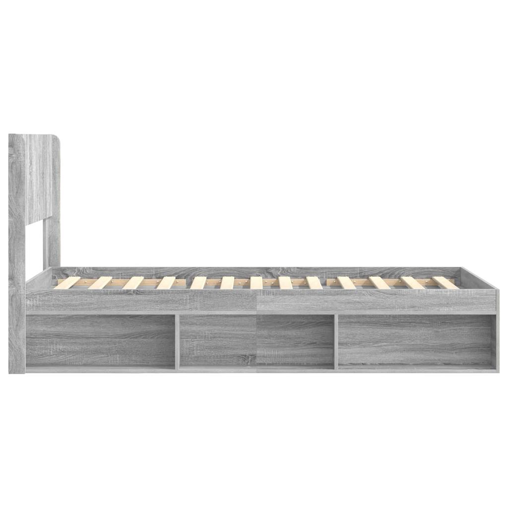 Bed Frame with Storage Space and Headboard Grey Sonoma 75 x 190 cm