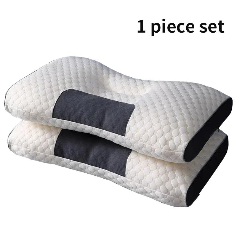 

1 шт. новая подушка для шеи помогает спать и защищает шею ортопедическая бытовая соевая волокнистая массажная спа-подушка для сна 48x74cm синий