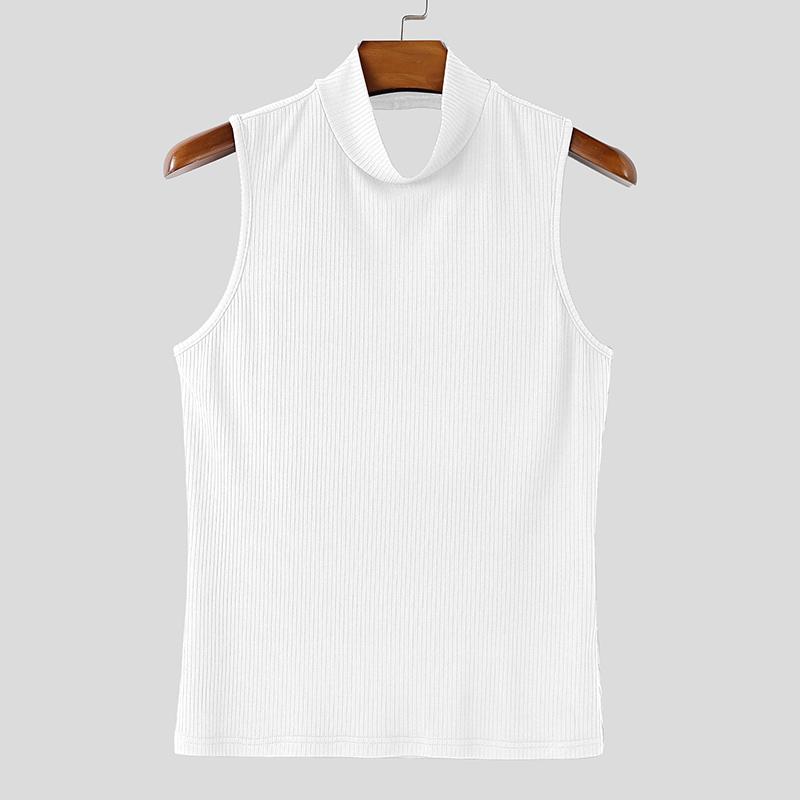 

INCERUN Мужские топы-майки без рукавов с высоким воротом, облегающие, с открытой спиной S белый