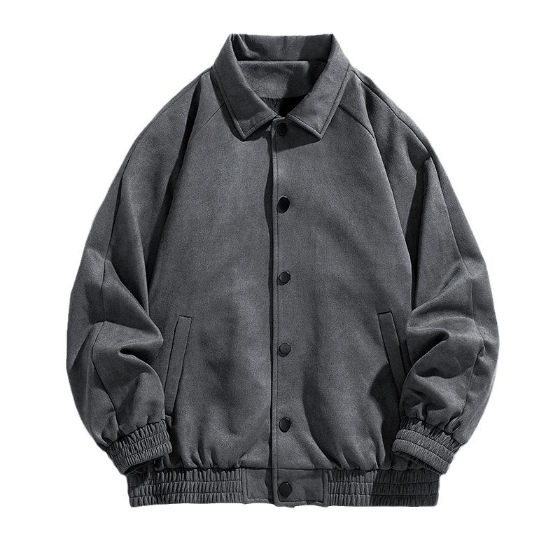 Elenco Giacca Aviatore Oversize Moda Casual Scamosciata Fodera Reversibile Slim Qualità Uomo Primavera e Autunno Cappotto da Lavoro Largo