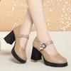 8cm Fashion Block High Heels Shoes Women Mary Janes Spring 2025 Shallow Ankle Buckle Platform Pumps for Dance Office Model Mom