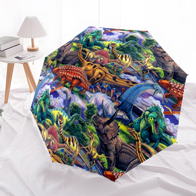 1 PC Automatic Folding Umbrella - Dinosaur Pattern, Portable & Foldable Design with 8 Ribs, Christmas Birthday Gifts