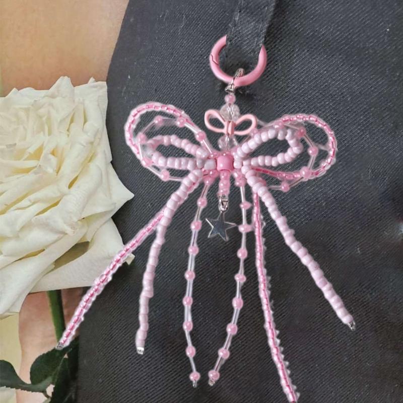 Multifunctional Beaded Keychain Stylish Bag Charm Beaded Bowknot Bag Pendant Stylish Key Adornment Beaded Keychain