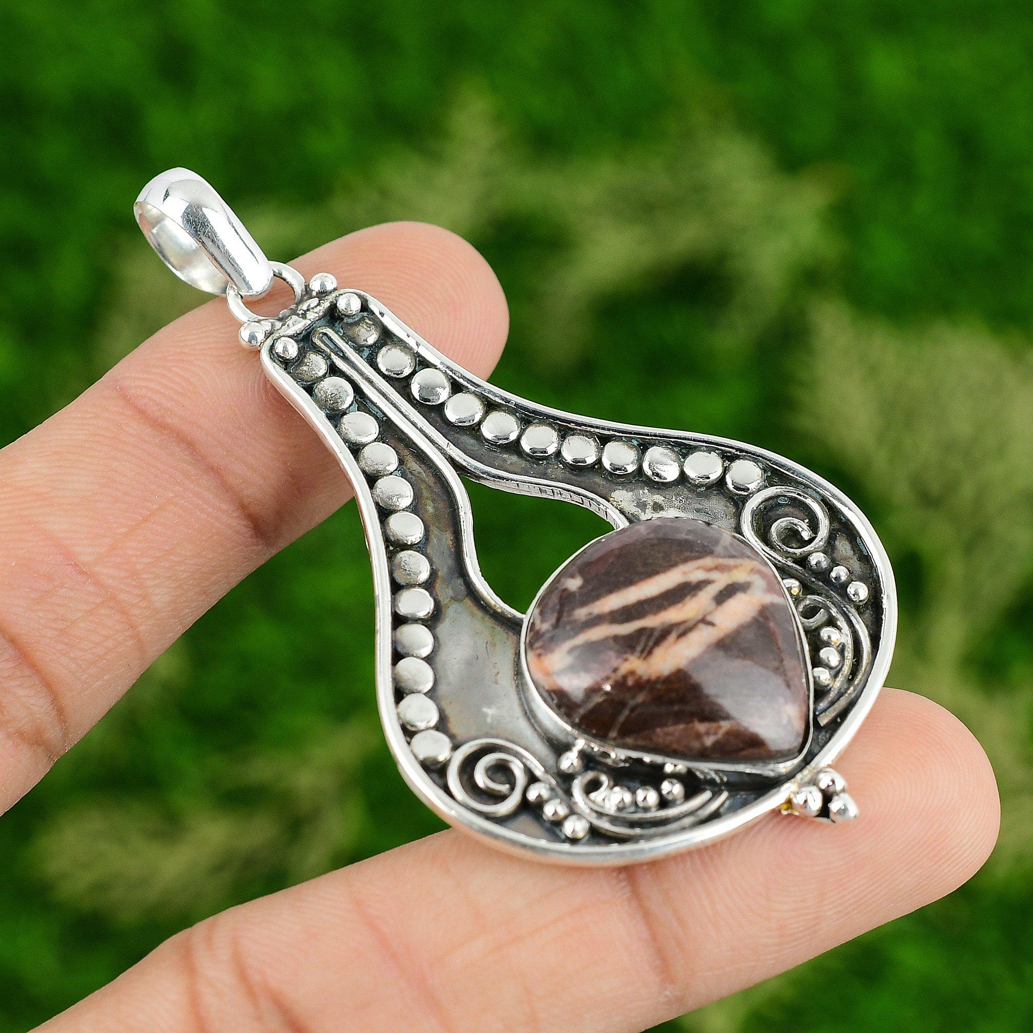 

Daughters Day Deal Coconut Jasper Gemstone Sterling Silver Wife Pendant Jewelry