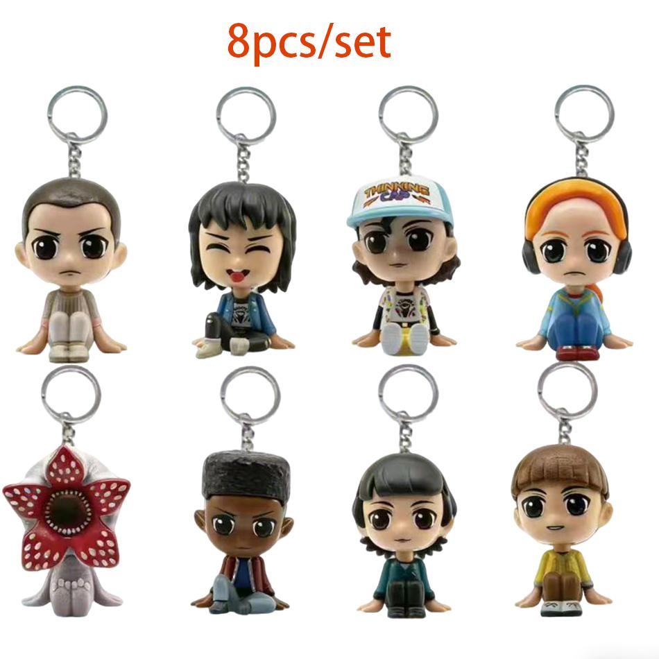 New 8 styles Stranger Keychain Eleven Dustin Barb steve Demogorgon Action  Figures Toys THINGS with box