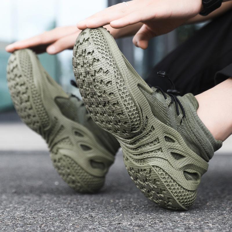 Autumn breathable mesh shoes men's thick-soled versatile fly-woven sneakers soft teen height-increasing dad trendy shoes