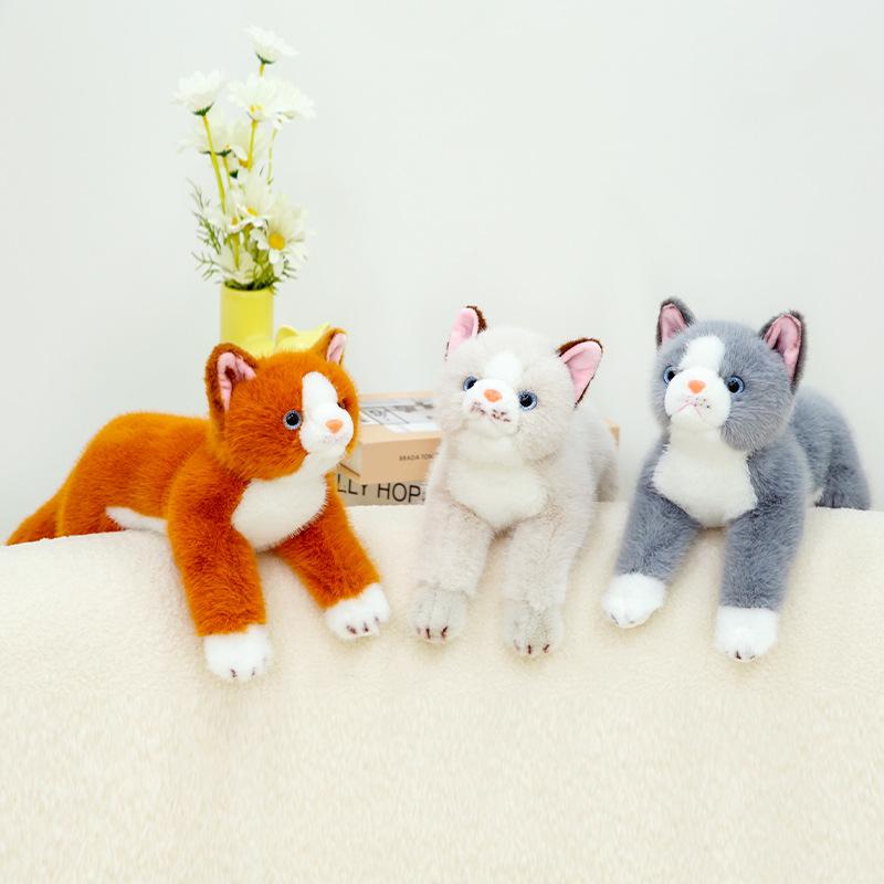 Soft Lying Model Simulation Cat Plush Toy Cute Kitten Doll Children Soothing Company Throw Pillow Rag Doll
