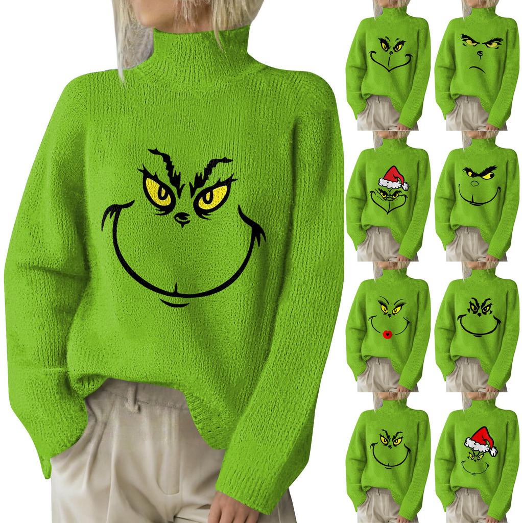 Julegensere for kvinner Strikkegenser Søt skjorte Høst Turtleneck Pullover Topper