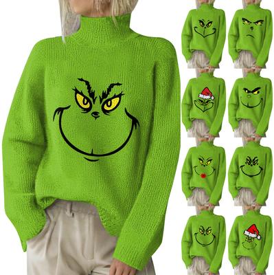 Weihnachts-Sweatshirts für Damen, Strickpullover, süßes Hemd, Herbst, Rollkragenpullover, Tops