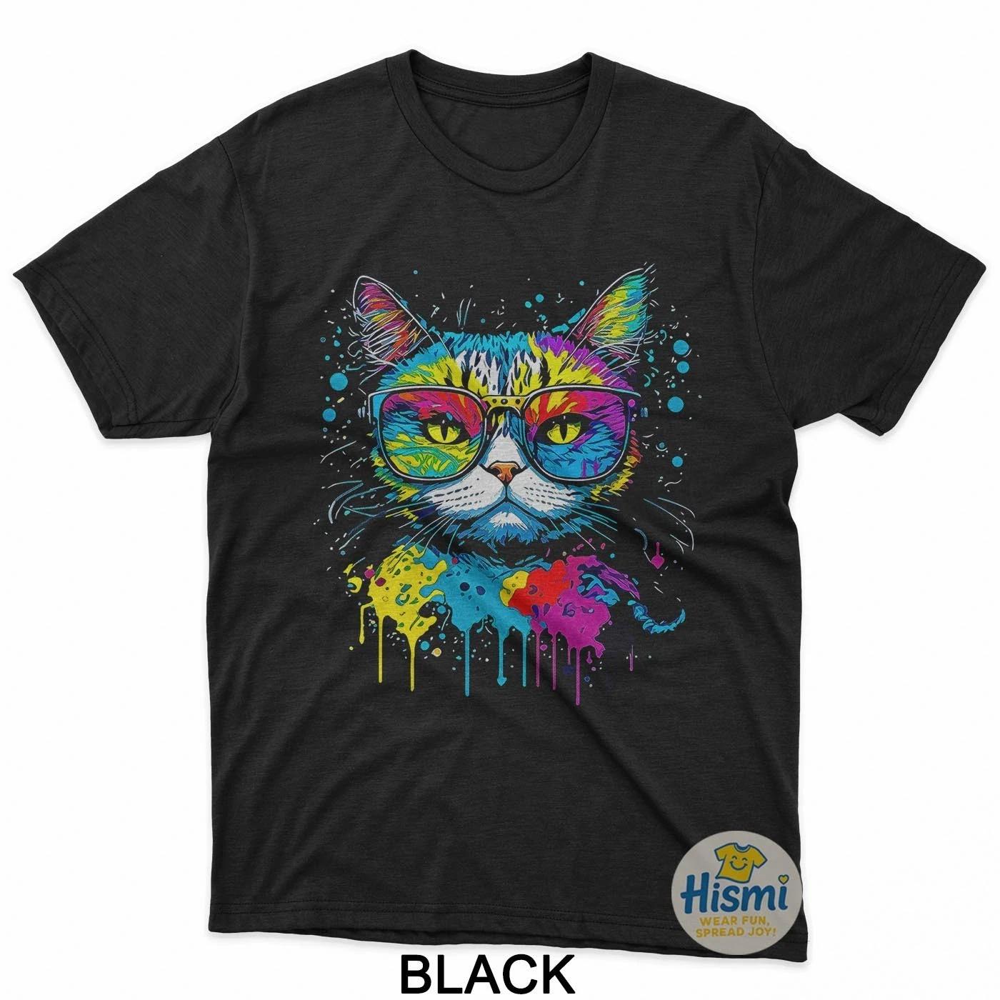 

Funny Cat Sunglasses Vibrant Graphic T-Shirt 4XL