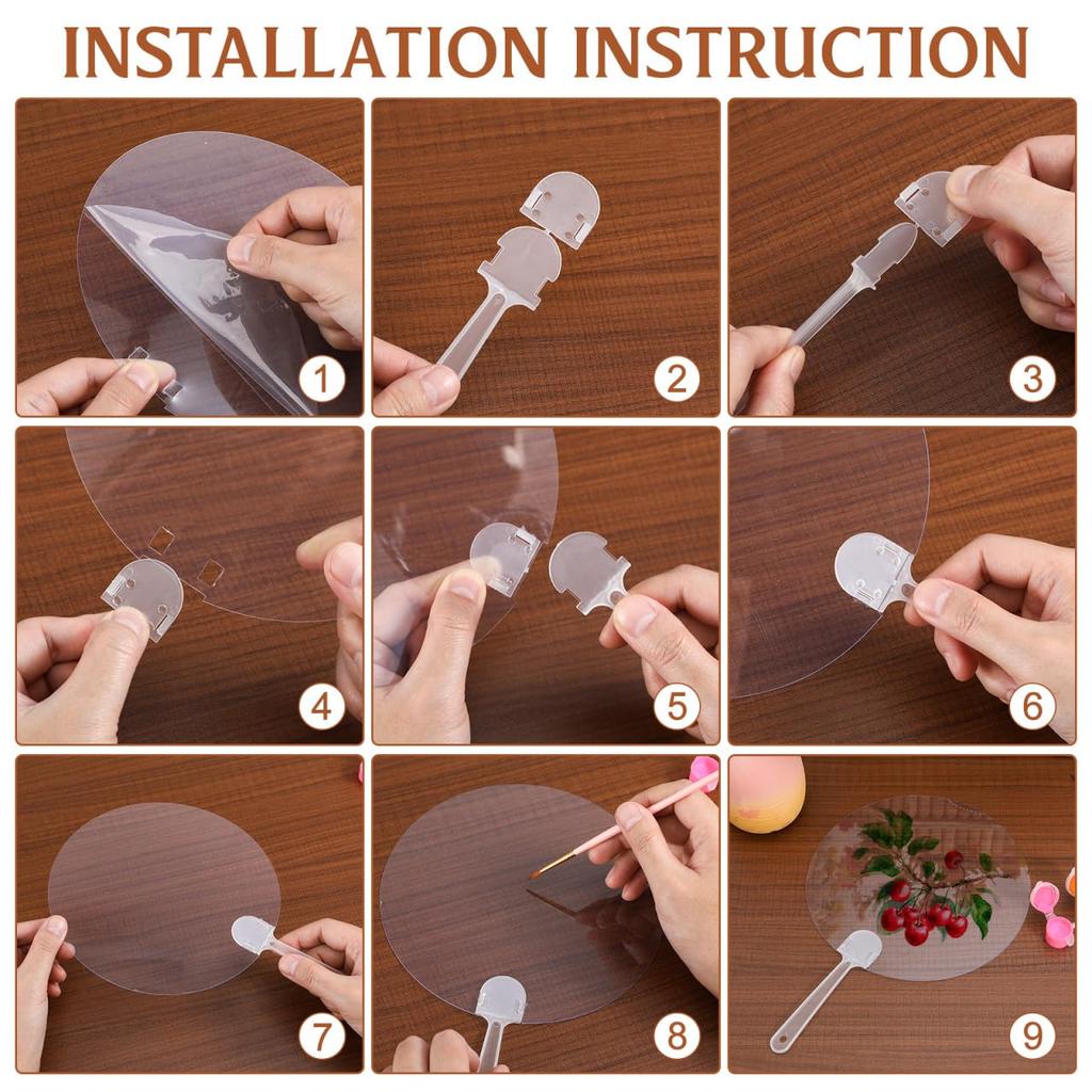 Toyvian DIY Transparent Handheld Portable Paper Perfect for Tatami Blank DIY Fan and Graffiti Fans 24-Piece Fans, Fans, Rooms, Performances,