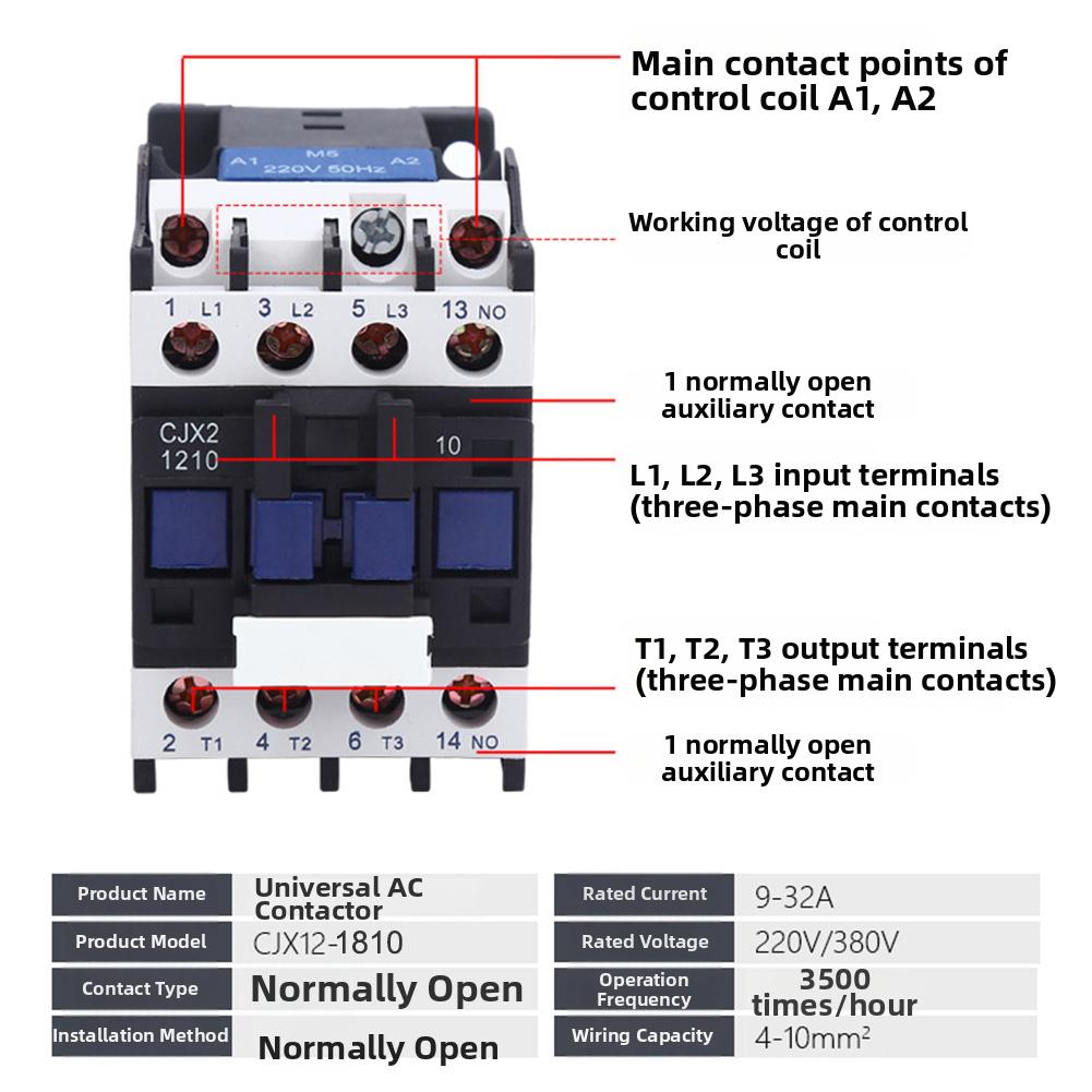 1pc 3P 12A AC Contactor 220V Din Rail Mount Power Contactor For Pumps Industrial Equipment Accessories