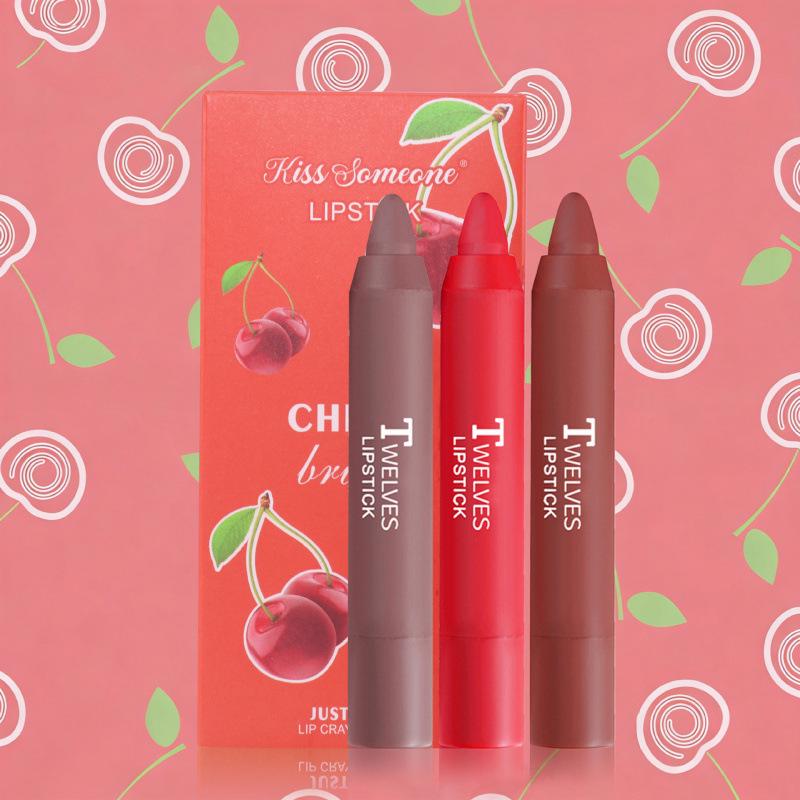 3-Piece Velvet Matte Crayon Lipstick Set In Compact Box