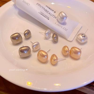 Square Pearl Earrings 2024: Trendy and Elegant High-End Simple Earrings for Influencers