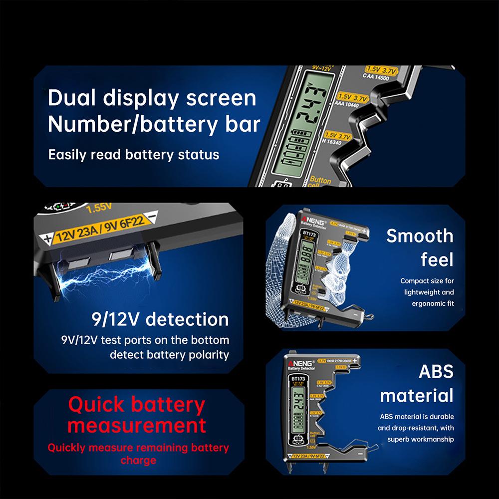 ANENG BT173 Universal Digital Battery Tester Two Detectionin Terfaces C D AA AAA N 9V Button Cell Portable Test Tools