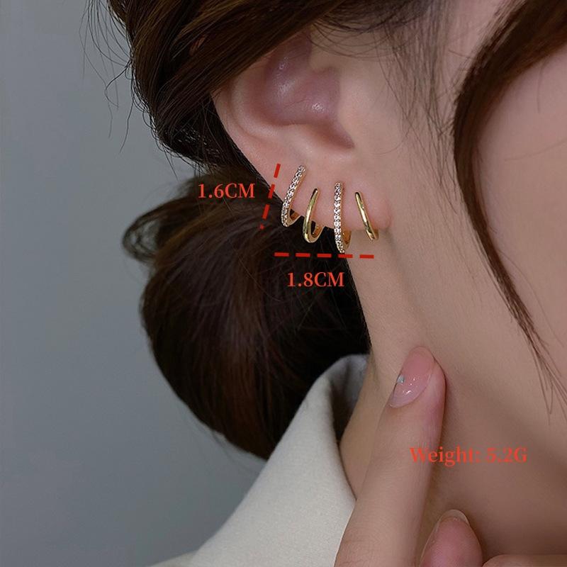 2023 New Design Irregular U-shaped Gold Color Earrings For Woman Korean Crystal Fashion Zircon Unusual Accessories Girls золотой