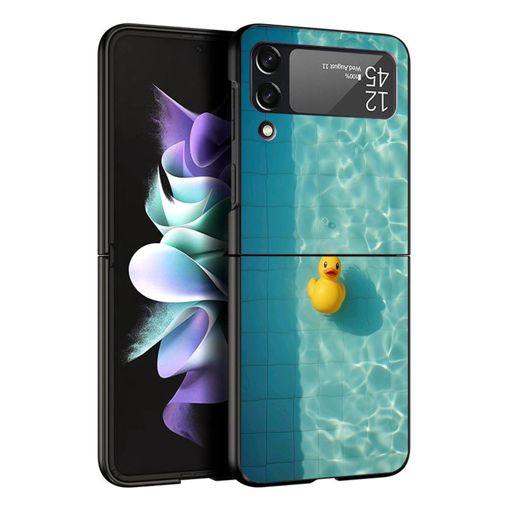 Rubber Ducks Swimming Pool Black Phone Case For Samsung ZFlip7 ZFlip6 ZFlip5 ZFlip4 ZFlip3 5G Hard Protective Galaxy Z Flip 3 4