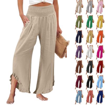 Pantaloni Palazzo pentru femei, vară, casual, lejer, cu picior larg, pantaloni, plajă, călătorii, vacanță, ținute