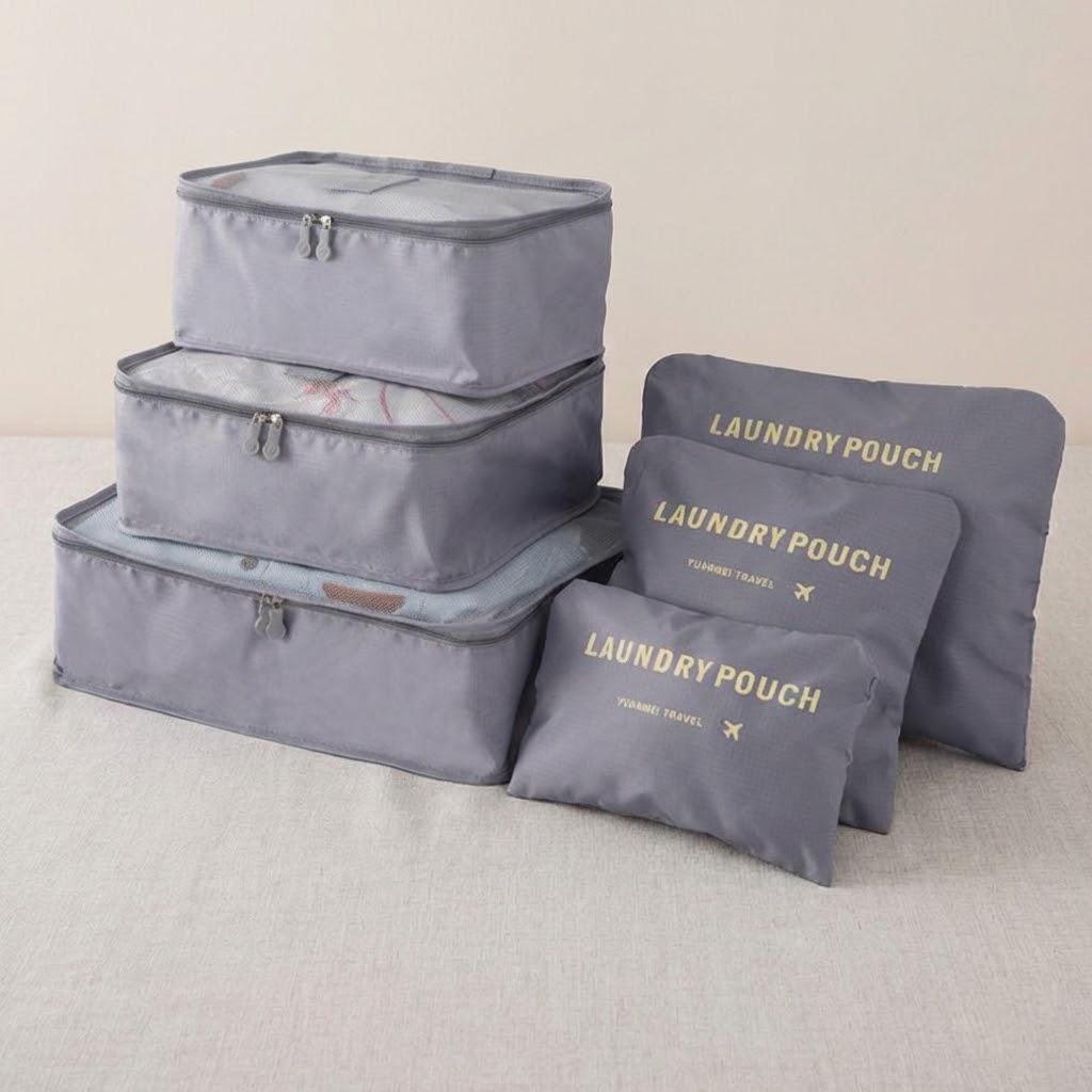

1Set 6Pcs Travel Storage Bag Set for Clothes Tidy Organizer Luggage Pouch Suitcase Handbag Closet Divider Drawer Organizer сірий
