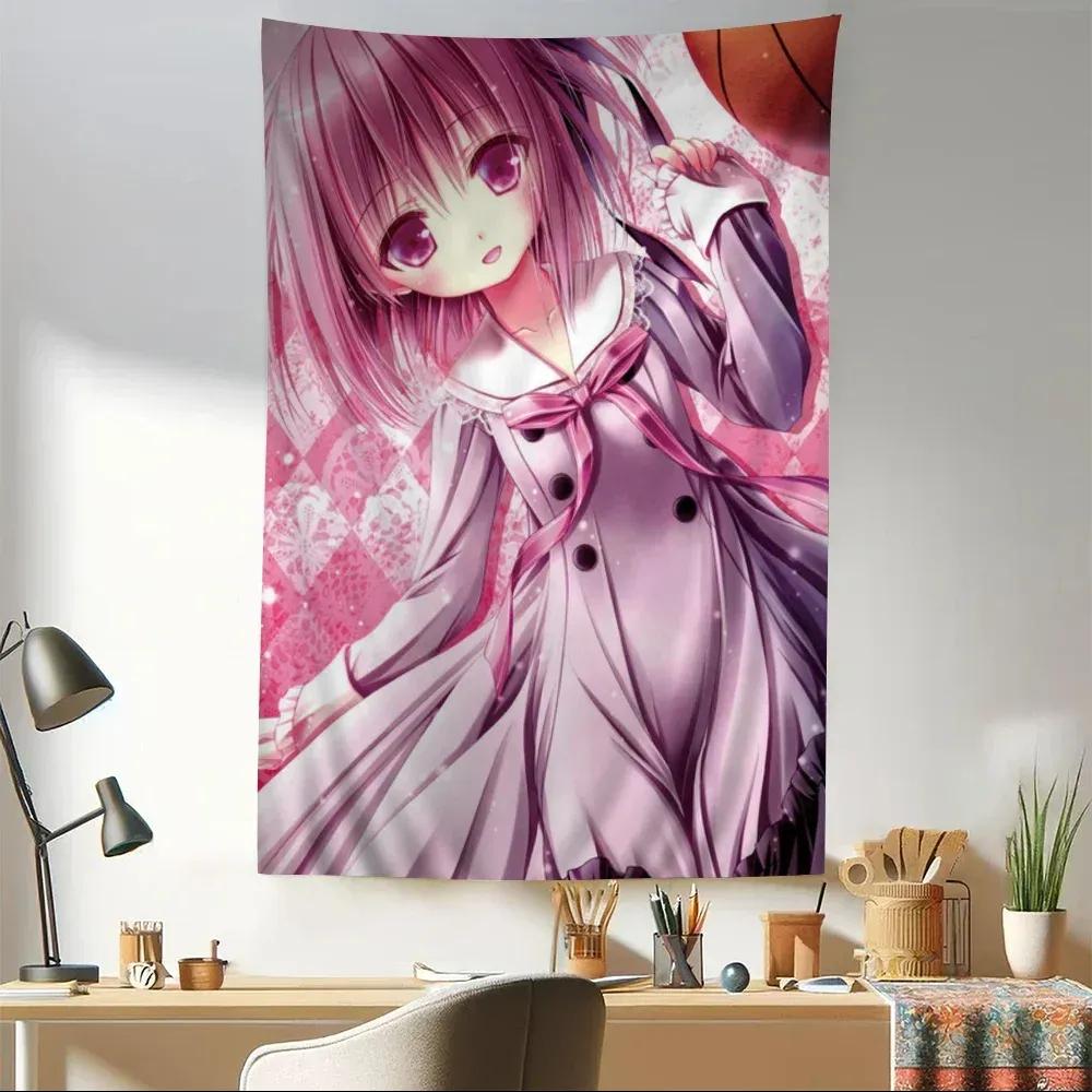 Süße Kleine Loli Anime Seidenkunst Hängend Böhmischer Wandteppich Hängend Tarot Hippie Wandteppiche Wohnheim Japanischer Wandteppich
