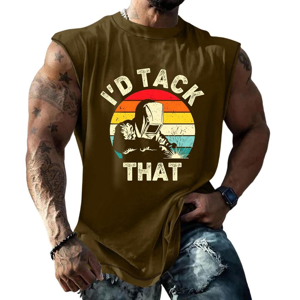 Men's Sleeveless Casual Tank Top Loose Fit Muscle Shirt Graphic Print Summer Workout Sportswear