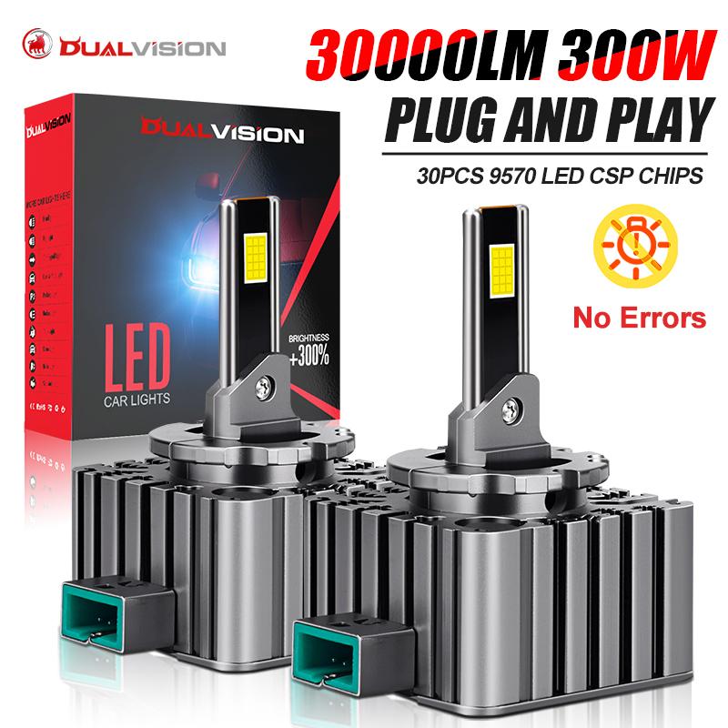 

Світлодіодні фари Dualvision D1S HID D3S D2S D4S D5S D8S 300W D1R D2R D3R Turbo LED 30000LM Двосторонній CSP Чіп 6500K 90W Plug&Play D8S
