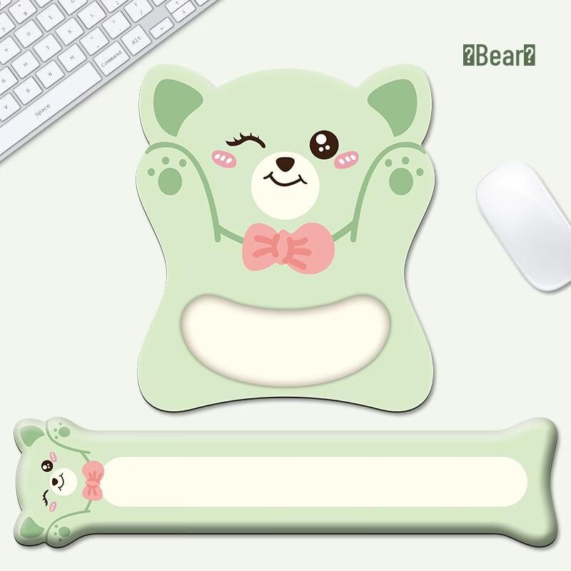 Cute Cartoon Bear Mini Mouse Pad & Wrist Rest Set