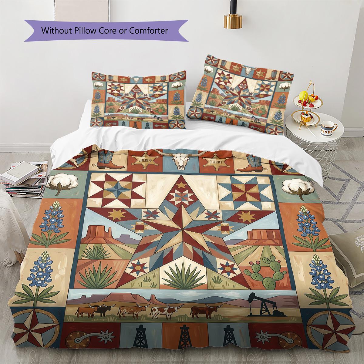 Cultural Puzzle Art Pattern Bedding Set Quilt Cover Pillowcase Home Decor Gift (1 * duvet cover + 2 * pillowcase, without core) 135x200cm