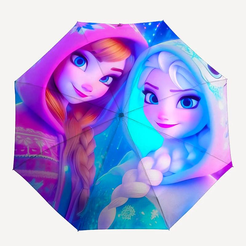 Frozen,Elsa Automatic Opening and Closing Umbrella - 8-rib Folding Design, Lightweight and Portable, Suitable for Daily Business Use, Pocket