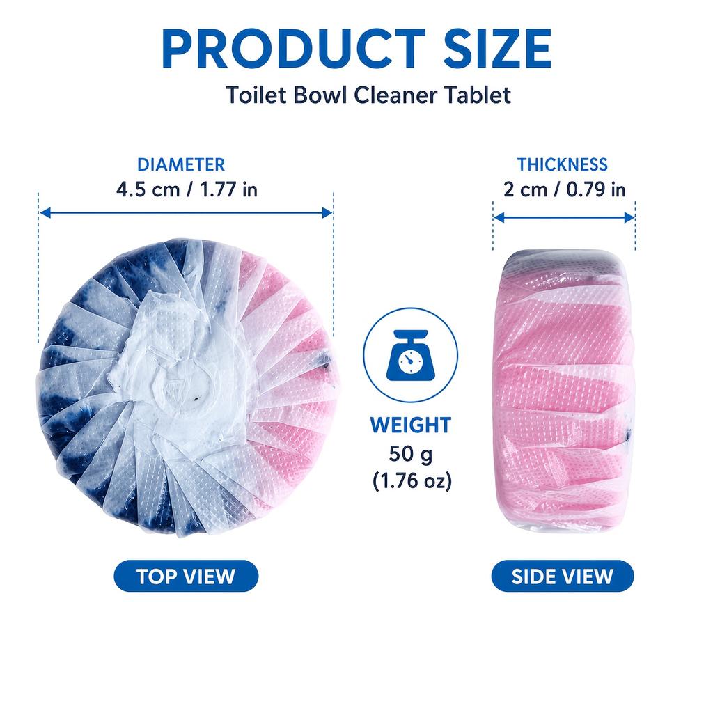 Automatic Toilet Bowl Tablets Dual Color Water Soluble Film with Urine Scale Remover, Long Lasting Fragrance Tablets for Deep Stain Elimination