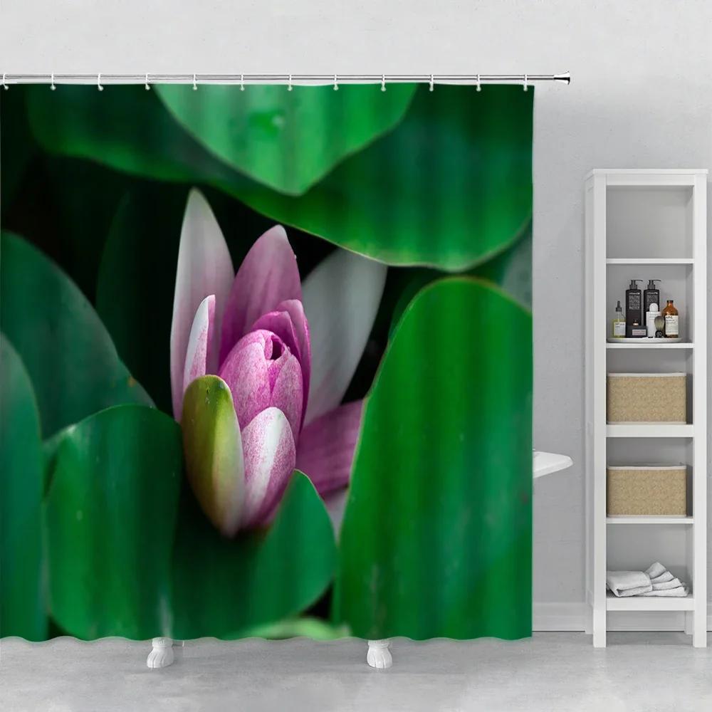 Green Bamboo Zen Shower Curtains Black Stone Pebble Massage Stone Spa Bathroom Decor Product Bath Curtain Sets With Hooks Fabric