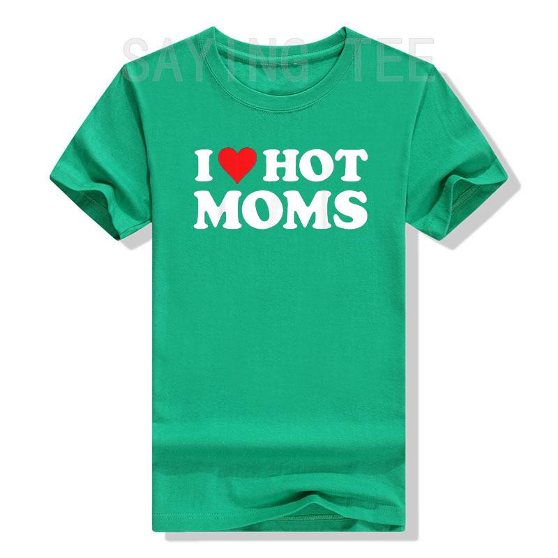 Miluji horké maminky Tričko Vtipné Červené Srdce Láska Maminky Tričko