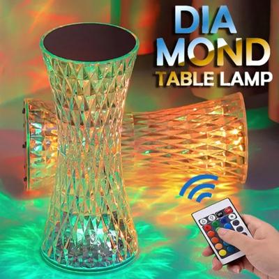 3/RGB Farben Kristall Diamant Tischlampe für Schlafzimmer Wechselnde Nachtlichter Kleine Taillenform Wiederaufladbare Nachttischlampe