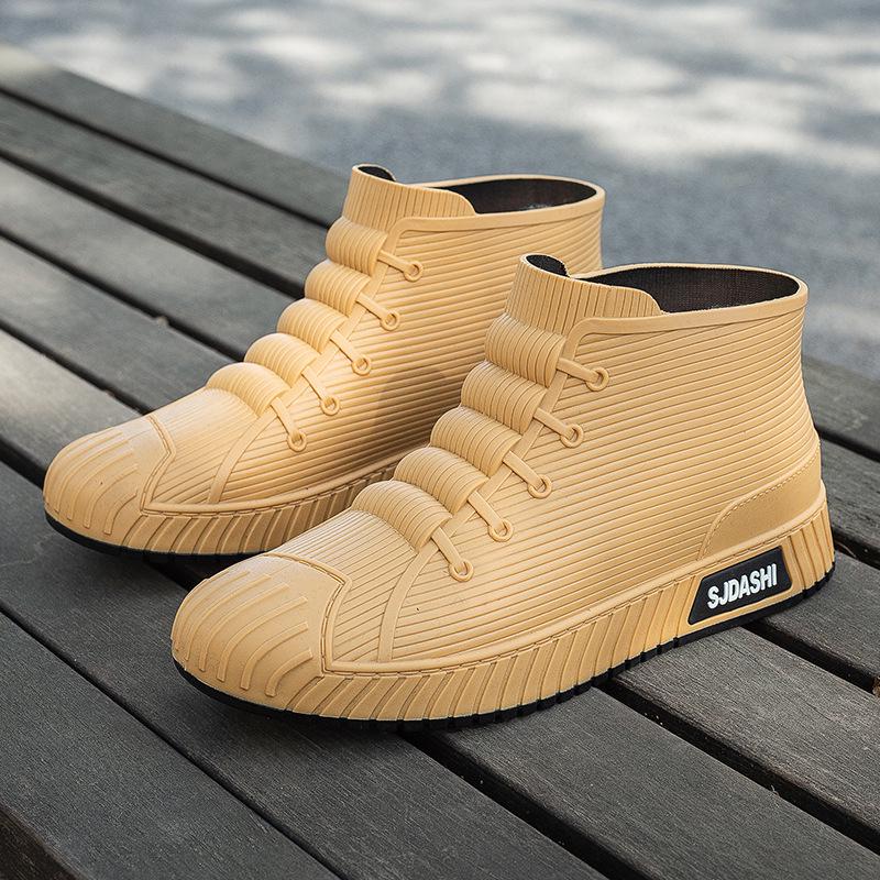 Korean Style Men's Waterproof Short Ankle Rain Boots for Spring/Autumn - Versatile Rubber Shoes for Outdoor, Work, and Fishing