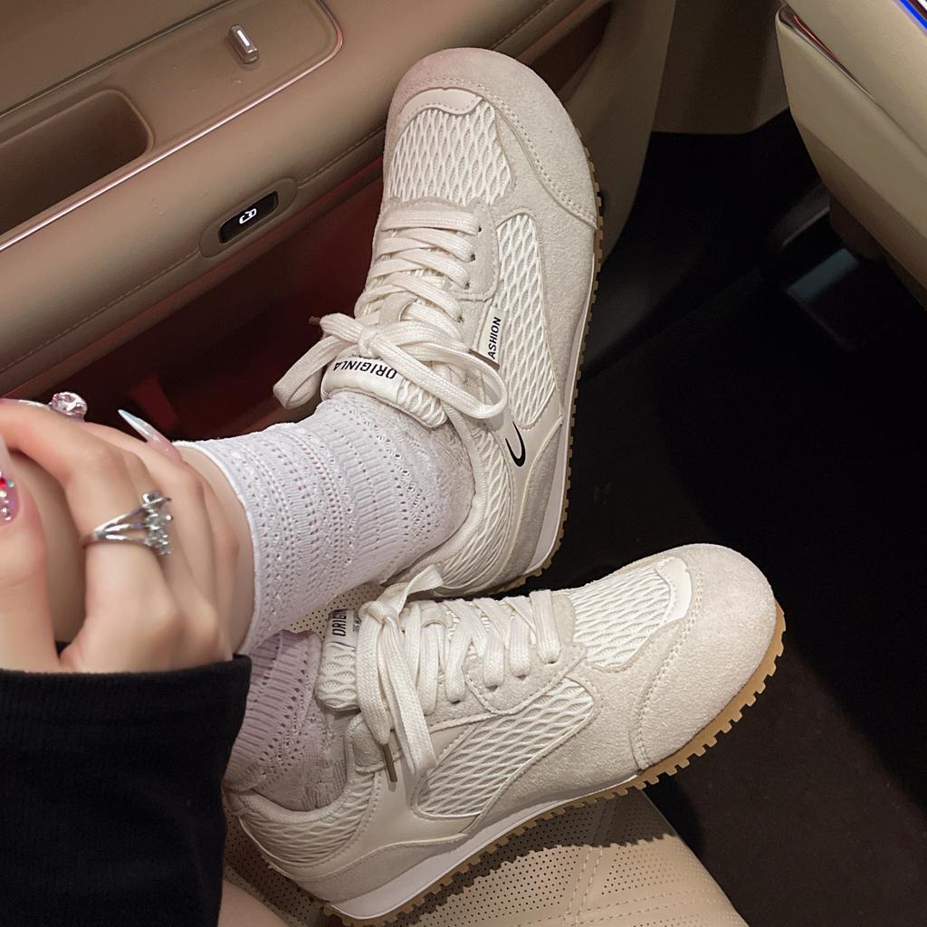 Fashion Retro Yellow Women German Training Shoes 2025 Flat Sneakers Woman Comfort Lace-Up Forrest Gump Shoes Women Casual Sneaker 3213