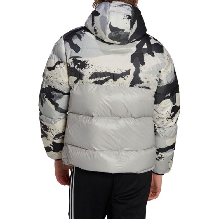 Adidas Originals Down Regen Sports Warm Hooded Long Sleeve Down Jacket Men Jacket Black White Gray HK5030