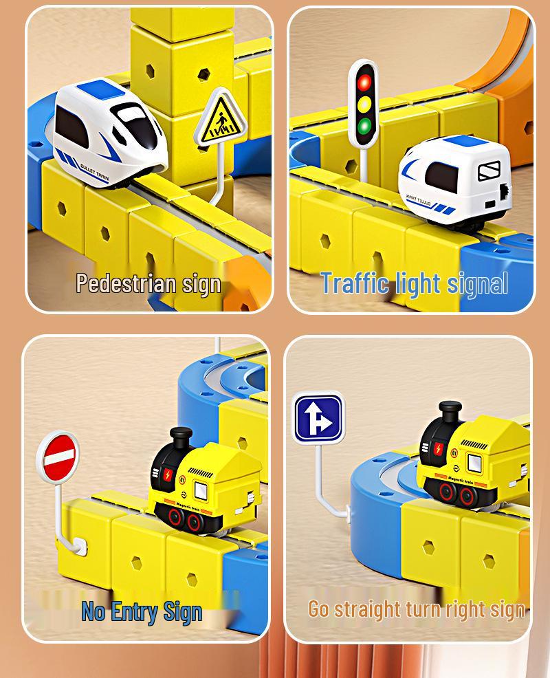 International Children's Educational Magnetic Building Blocks High-speed Rail Toy Train.