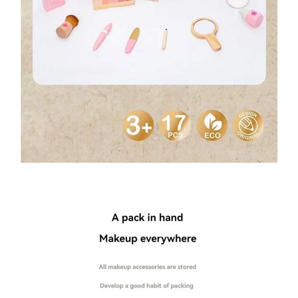 Wooden Pretend Play Makeup Toys Simulation Cosmetics Set Girls Play Hairdressing Simulation Make Up Preschool Toys