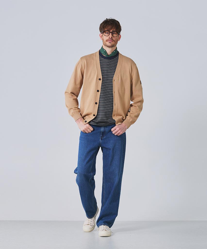 Guernsey Woollens Cotton V-Neck Cardigan - Light Camel