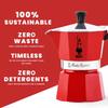 Italian Coffee Maker - BIALETTI - Moka Express - All Stovetops Except Induction - 6 Cups - 300 Ml - Red