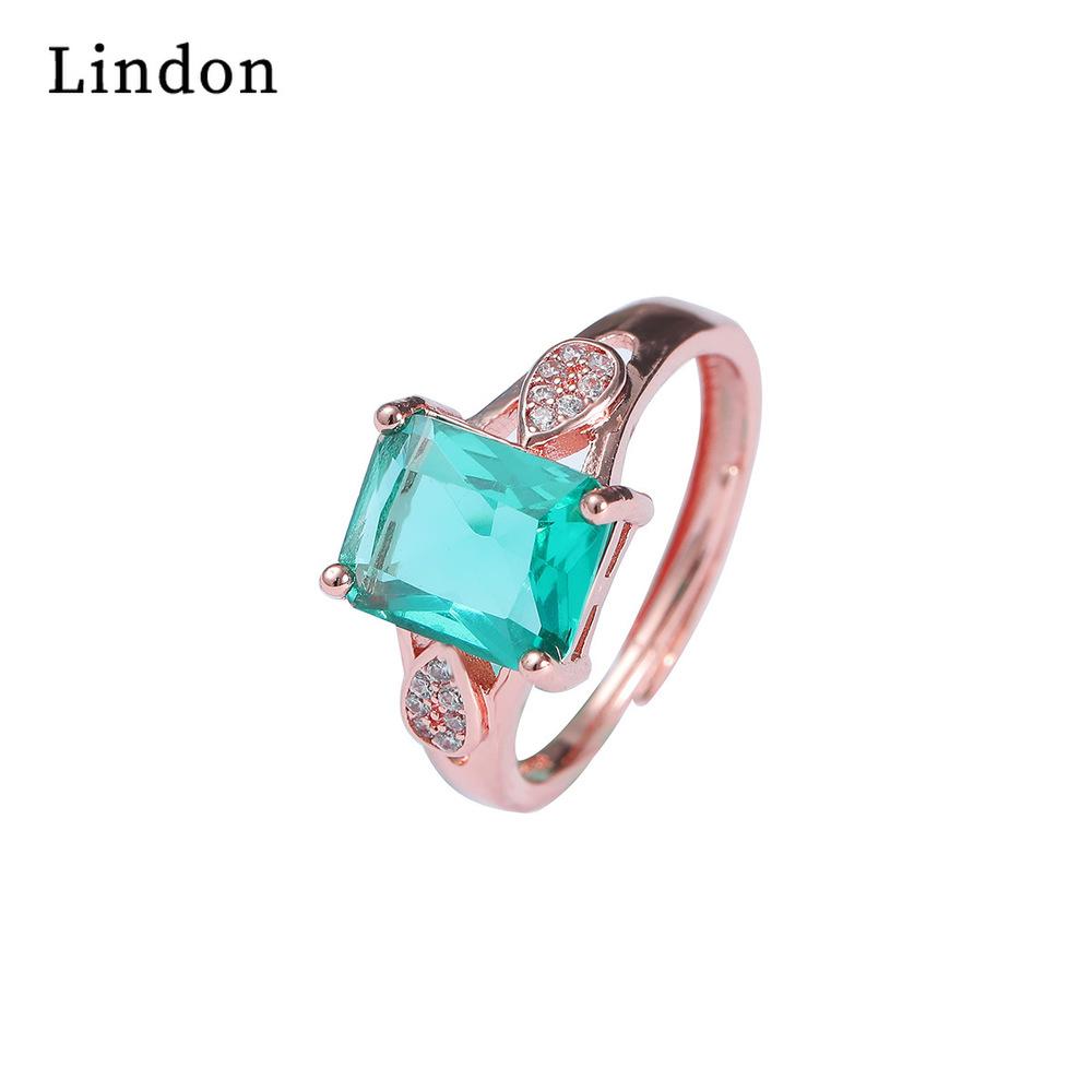 Lindon Classic Copper Alloy Zircon Ring Ladies Jewelry Wedding Promise Party Gift