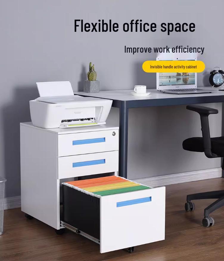 Movable Steel Under-Desk Cabinet with Locking Drawers