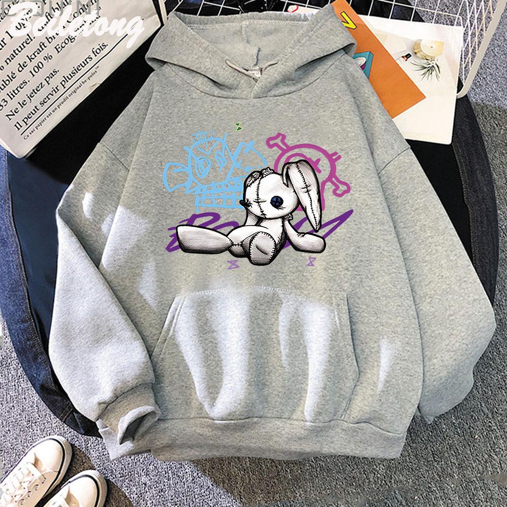 Arcane Jinx Hoodie Monkey Doll Rabbit Graffiti Grunge Style Kpop Clothes Black Anime Sweatshirt Streetwear Unisex Women Clothing