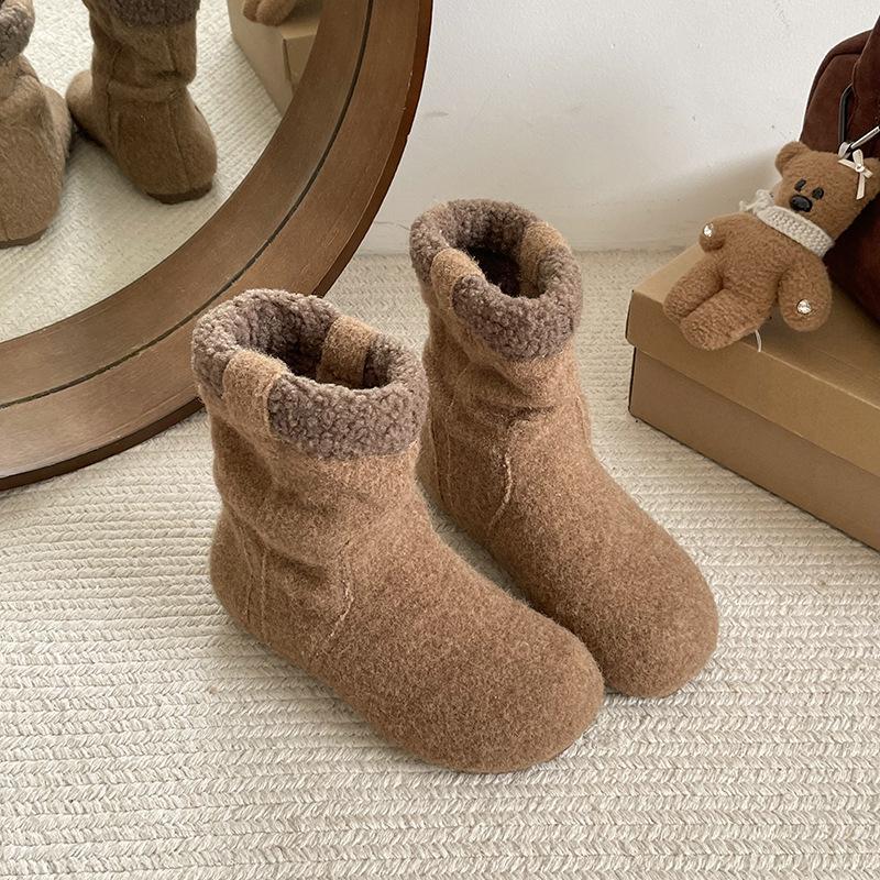 Women's soft elastic thick sole heightening winter fur one warm cold padded snow boots non-slip wear casual sports plush cotton boots