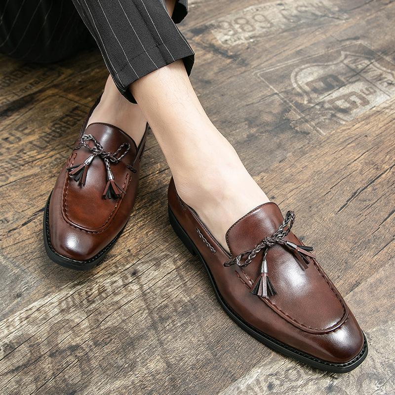 British Business Casual Pointed Tassel Hairstylist Small Leather Shoes