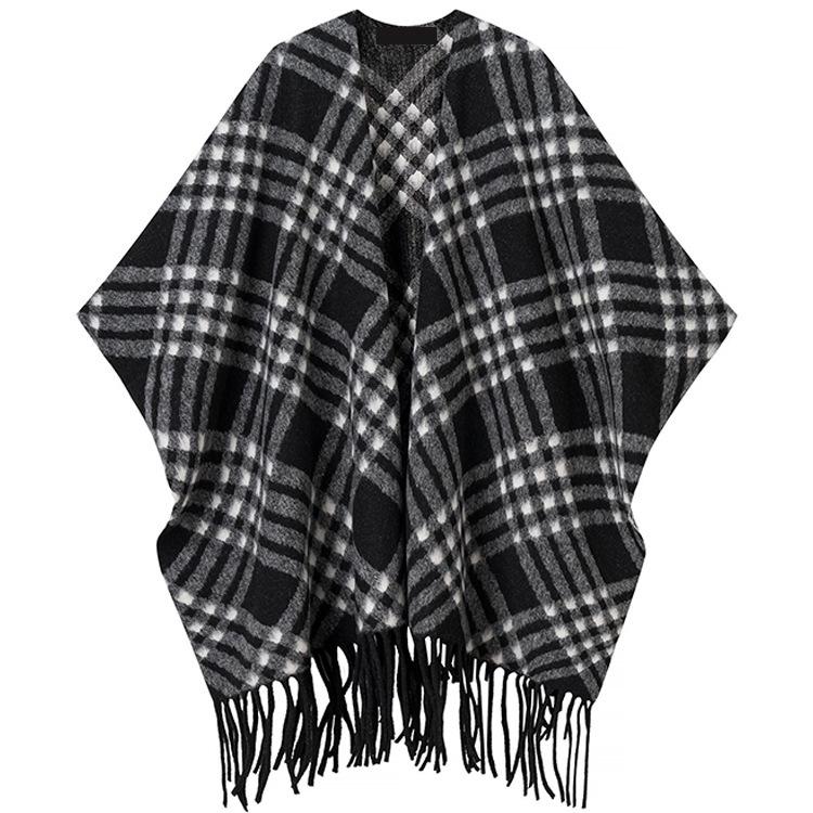 2025 New Women's High-End Color-Block Shawl Cape for Autumn and Winter Travel