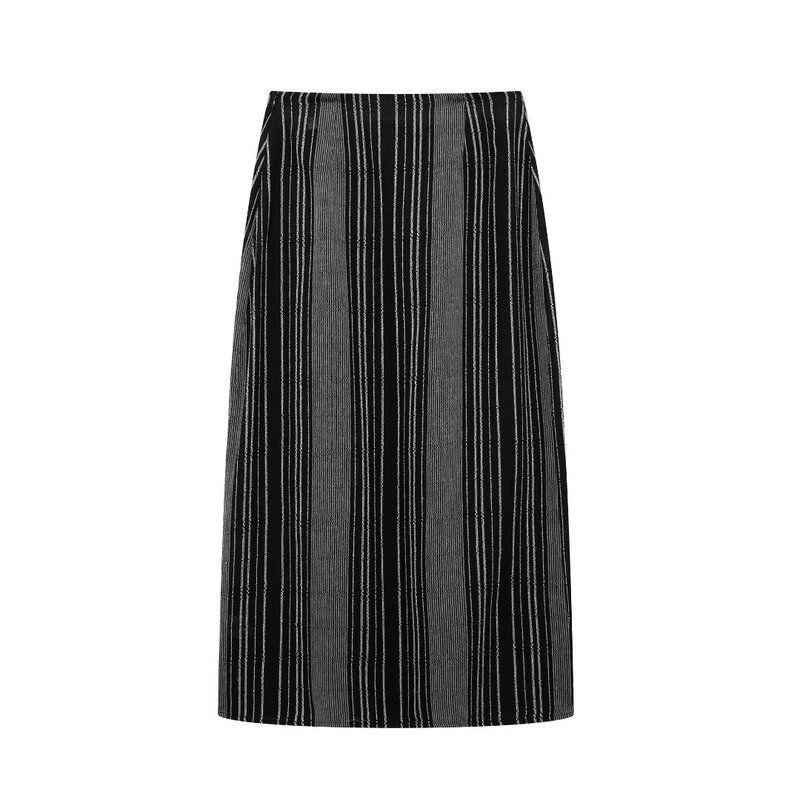 

Fashion Style 2024 Autumn New Stripes Embroider Mid Length Long Length V Neck Shirt-Style Outwear Mid-Waist Skirt 6619620 Skirt L