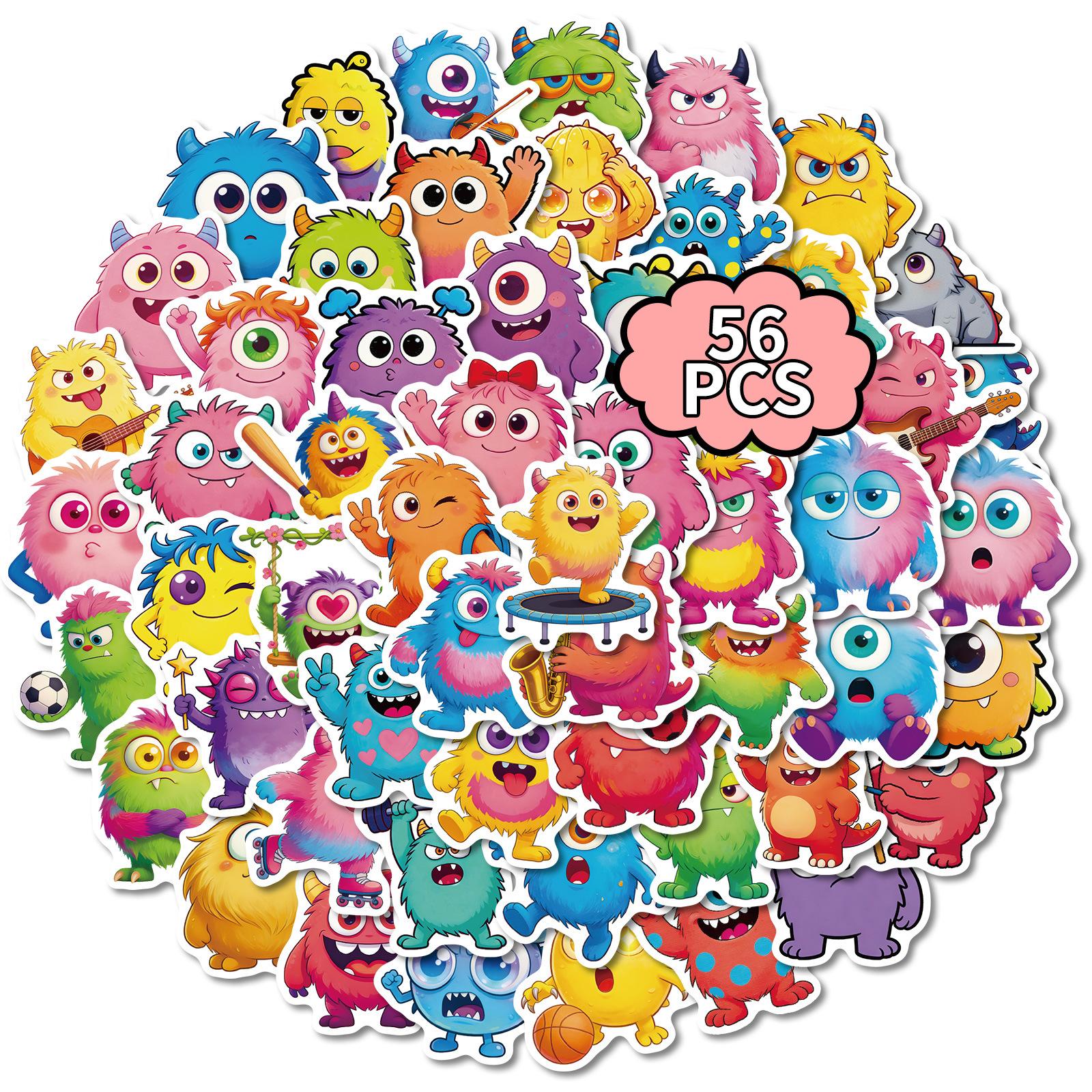 

56 Fun Little Monster Stickers Colorful Cute Expressions Handbook Diary Decorative Stationery Stickers Material Stickers